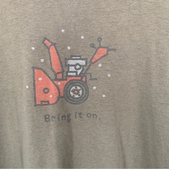 Life is Good Green Snowblower Bring It On Long Sleeve Shirt Size XL - Picture 2 of 9